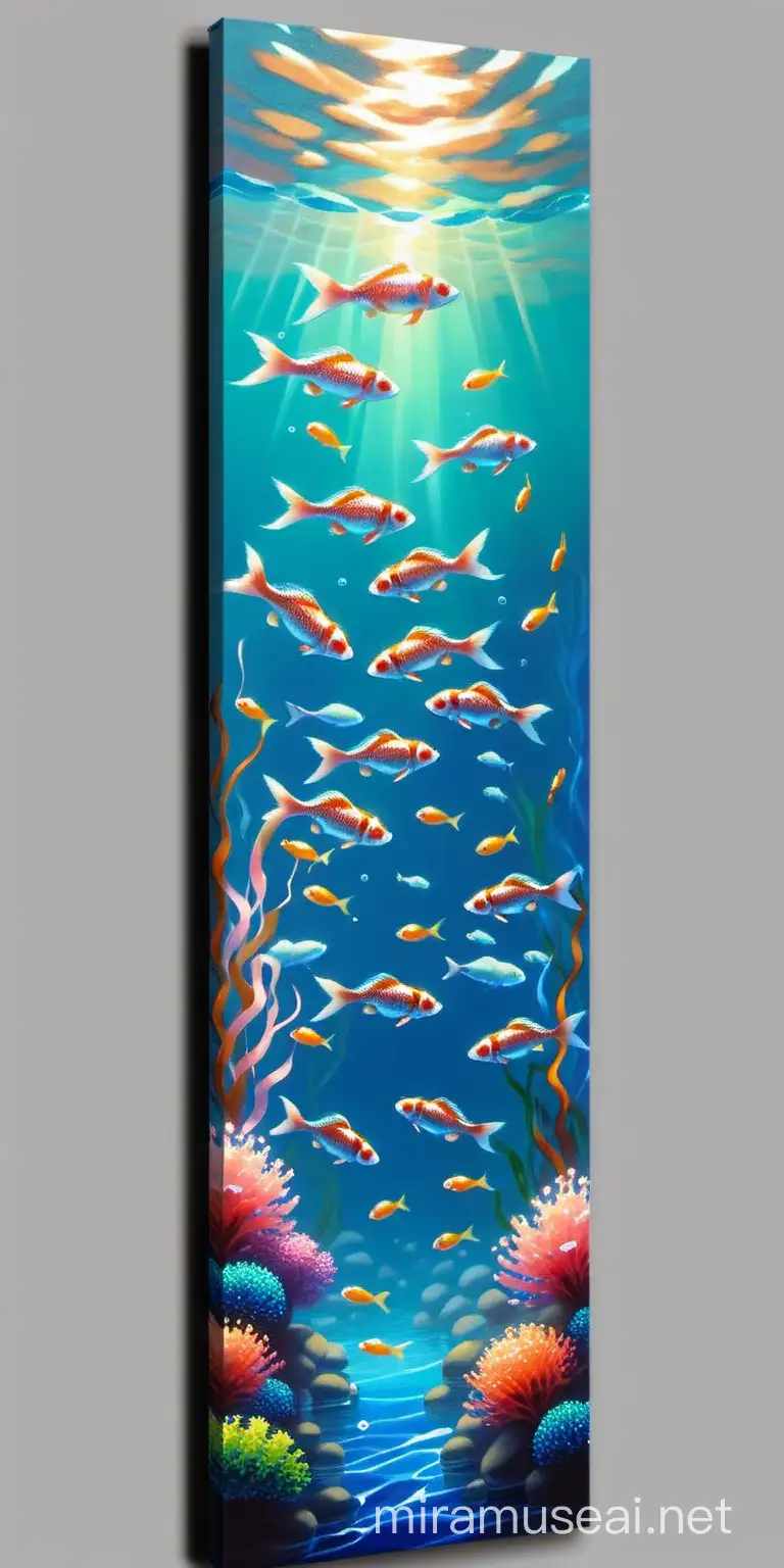 New house decoration landscape painting, 10cm wide and 40cm high, with various fish swimming in the water