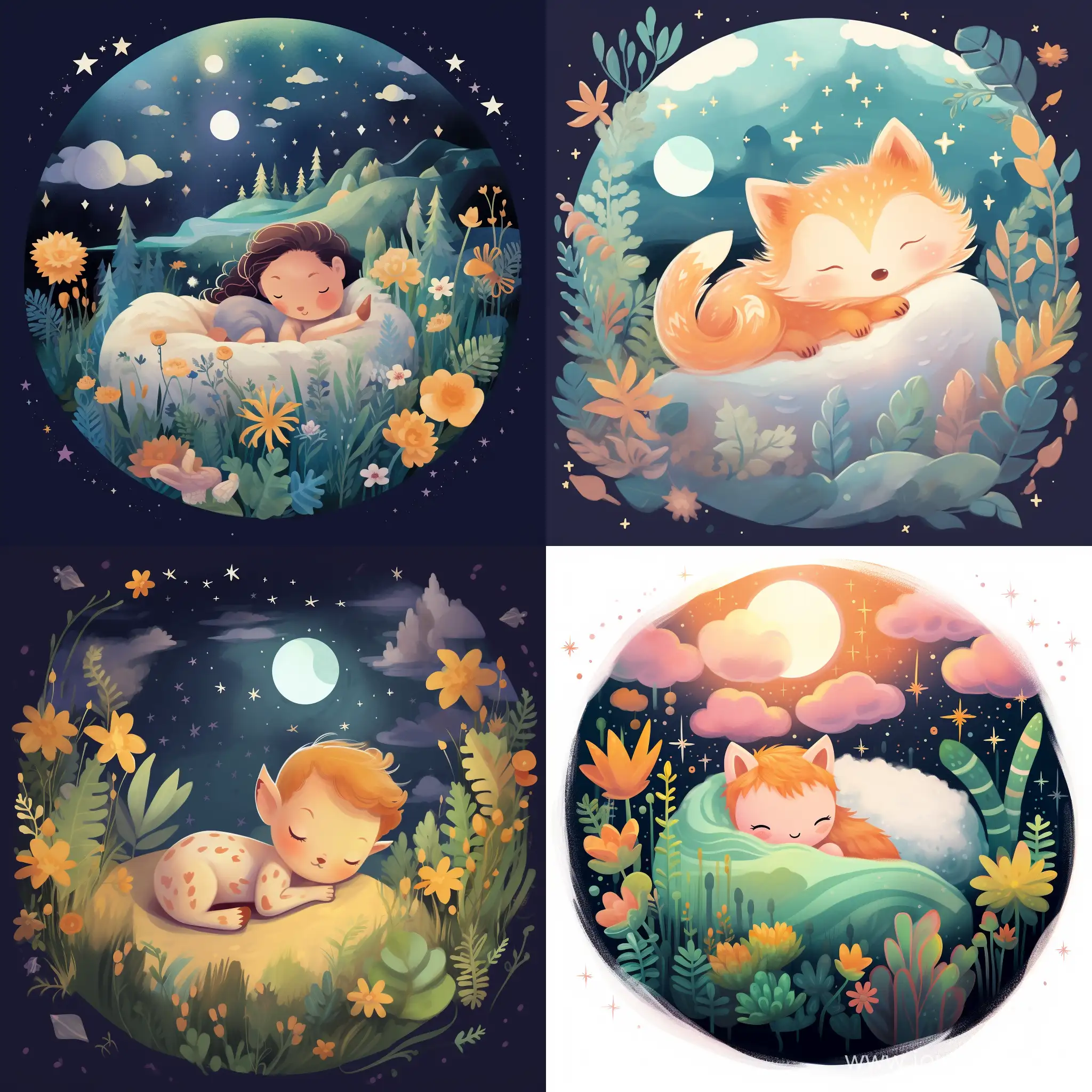 Sleeping-Baby-Fox-in-Galaxy-Garden-Whimsical-Childrens-Book-Cover