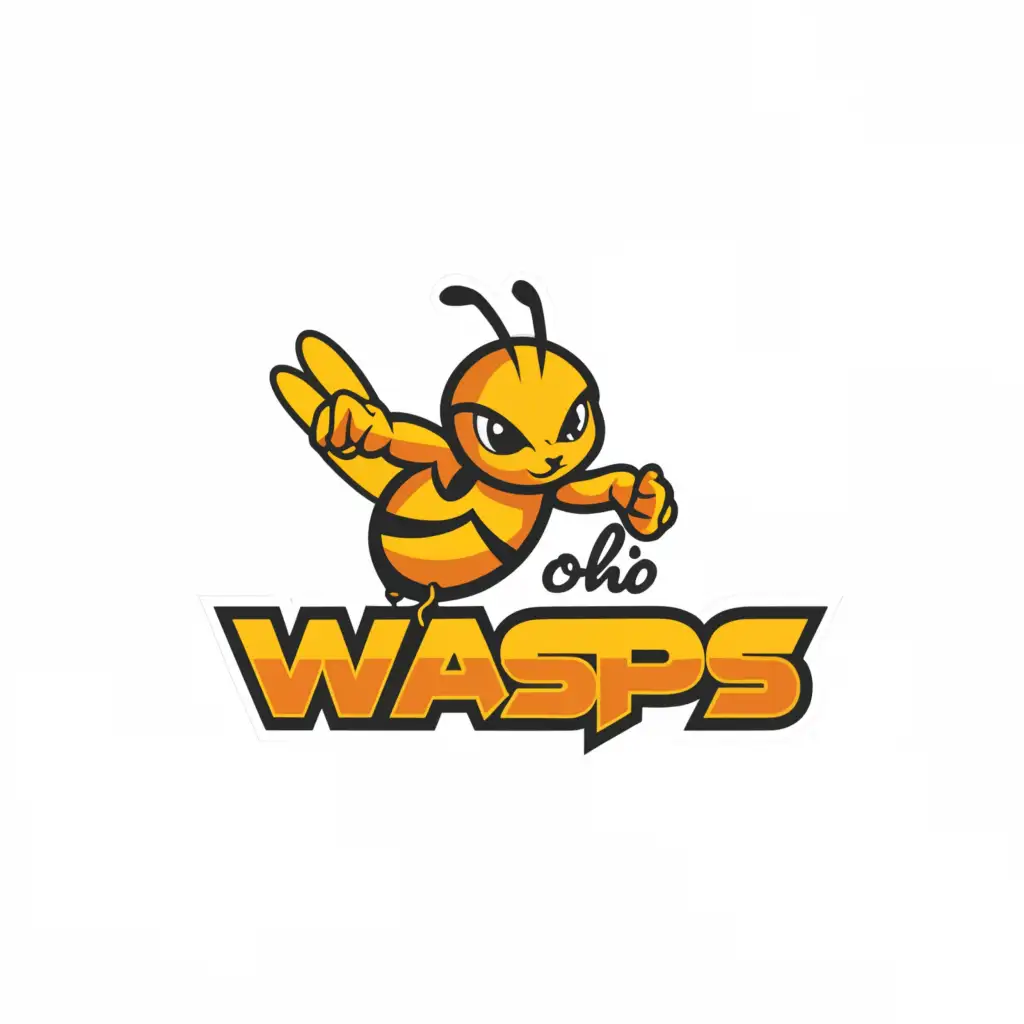 a logo design,with the text "Ohio Wasps", main symbol:A Cartoon Wasp,Moderate,be used in Sports Fitness industry,clear background