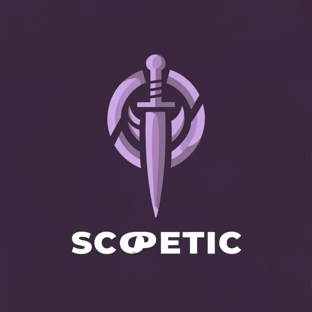 a logo design,with the text "Sceptic", main symbol:Circle with purple  Sword,complex,clear background