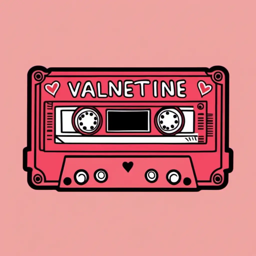 Nostalgic Valentines Day Cassette Tape Sticker