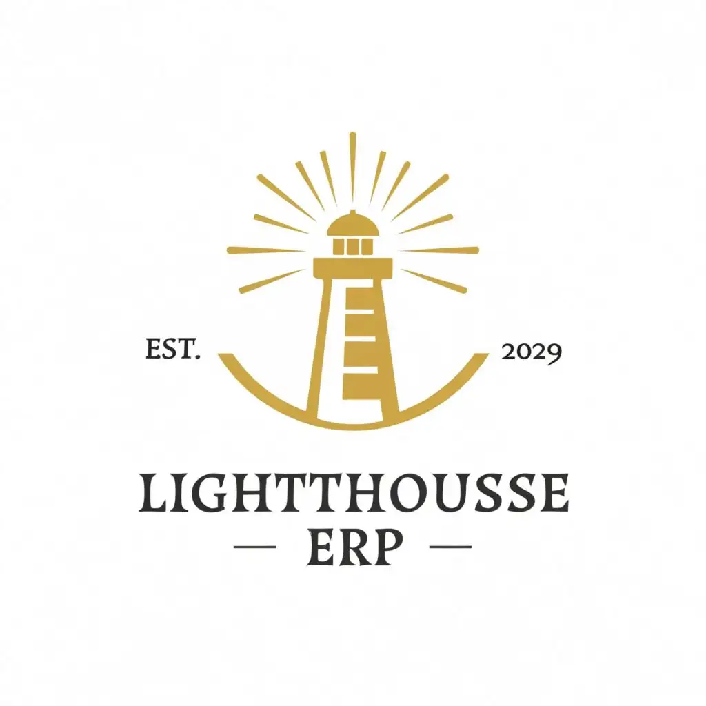 a logo design,with the text "Lighthouse ERP", main symbol:lighthouse and sun,Moderate,be used in Finance industry,clear background