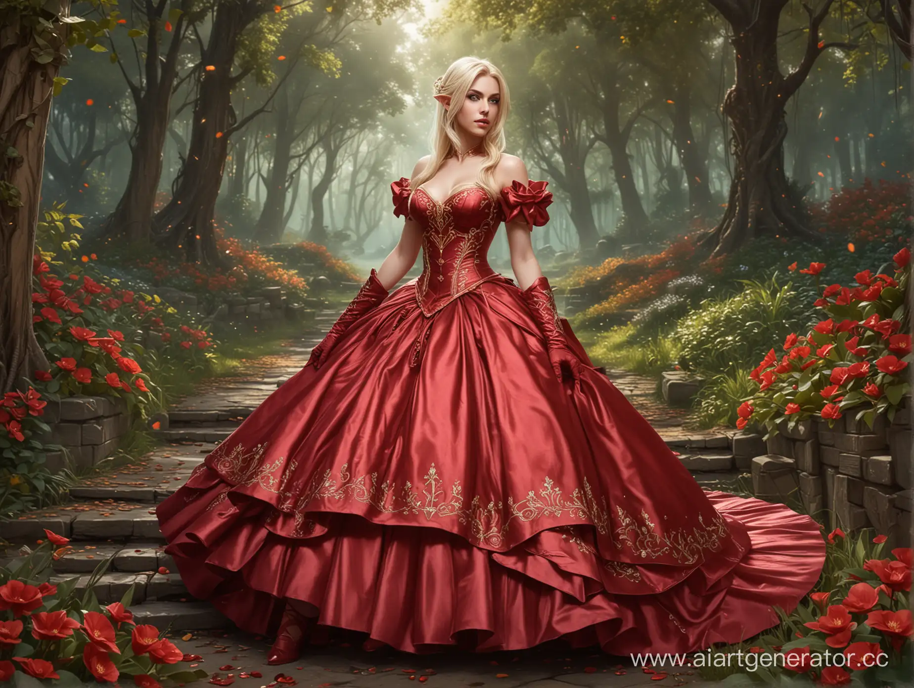 Elegant-Female-Blood-Elf-in-Satin-Dress-and-High-Heels