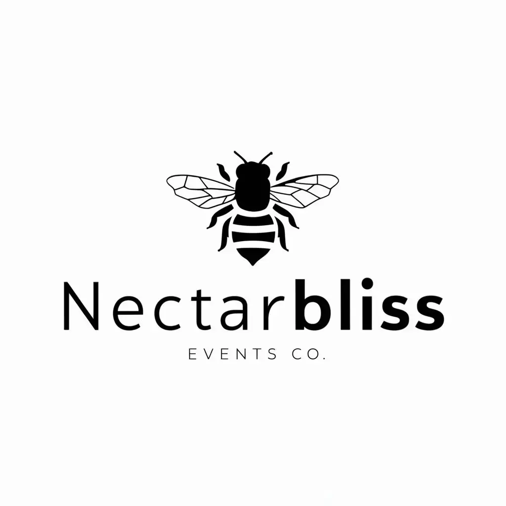 logo, nectar, bees, white background, with the text "NectarBliss Events Co.", typography, be used in Events industry