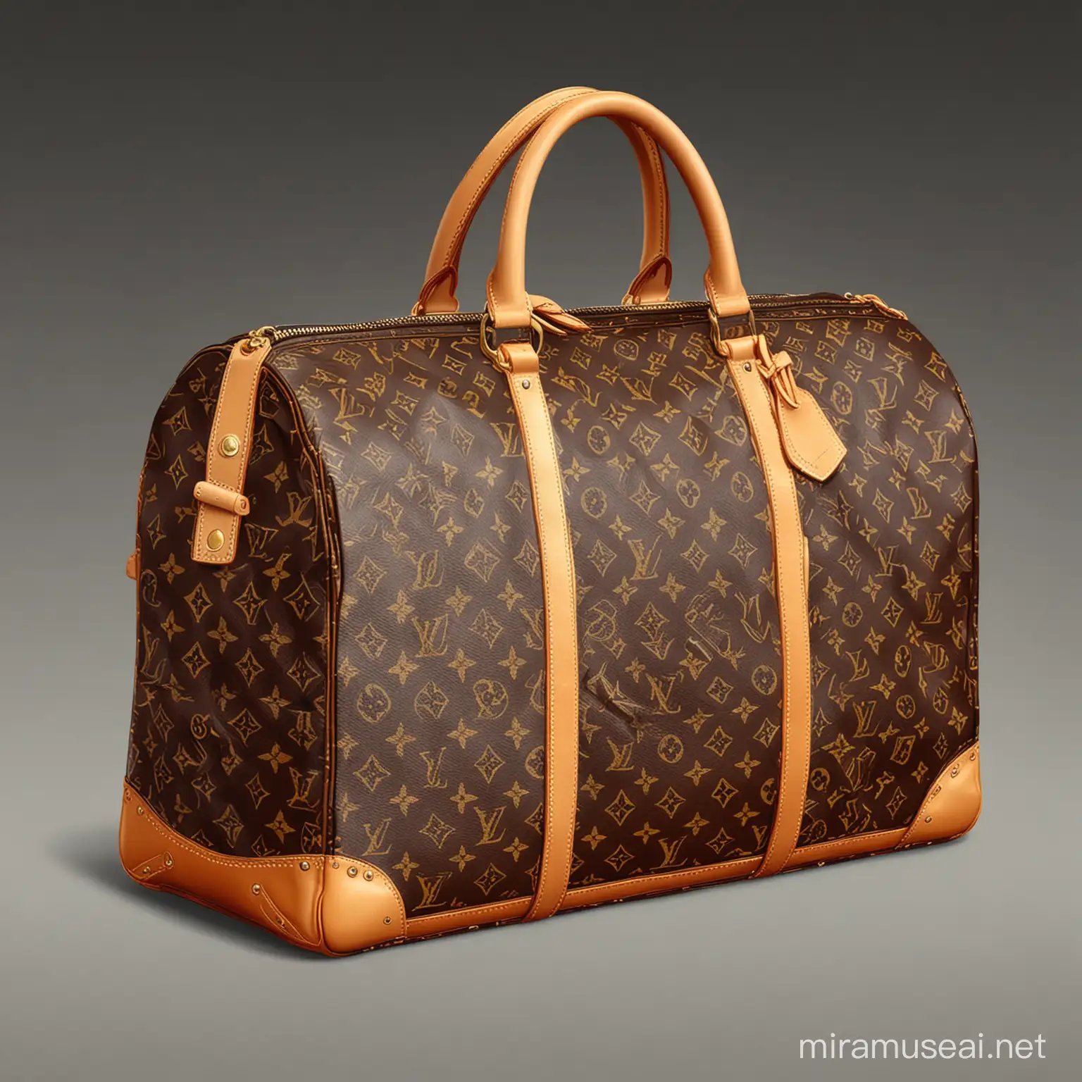 Louis Vuitton travel bag,vector art, vector styled cartoon, detailed,16k, 8k, high resolution, Louis Vuitton pattern, Louis Vuitton travel bag