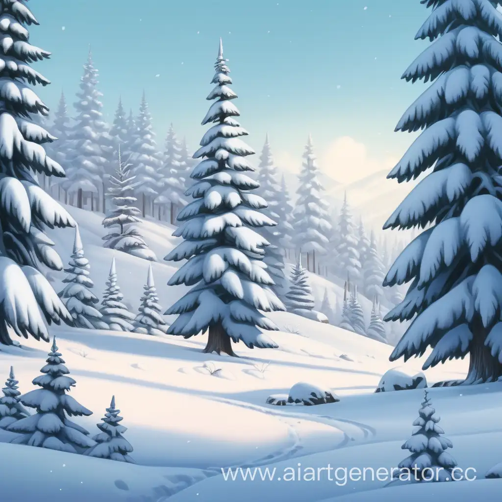 Cheerful-Friends-Enjoying-Casual-Winter-Fun-amidst-Snowy-Fir-Trees