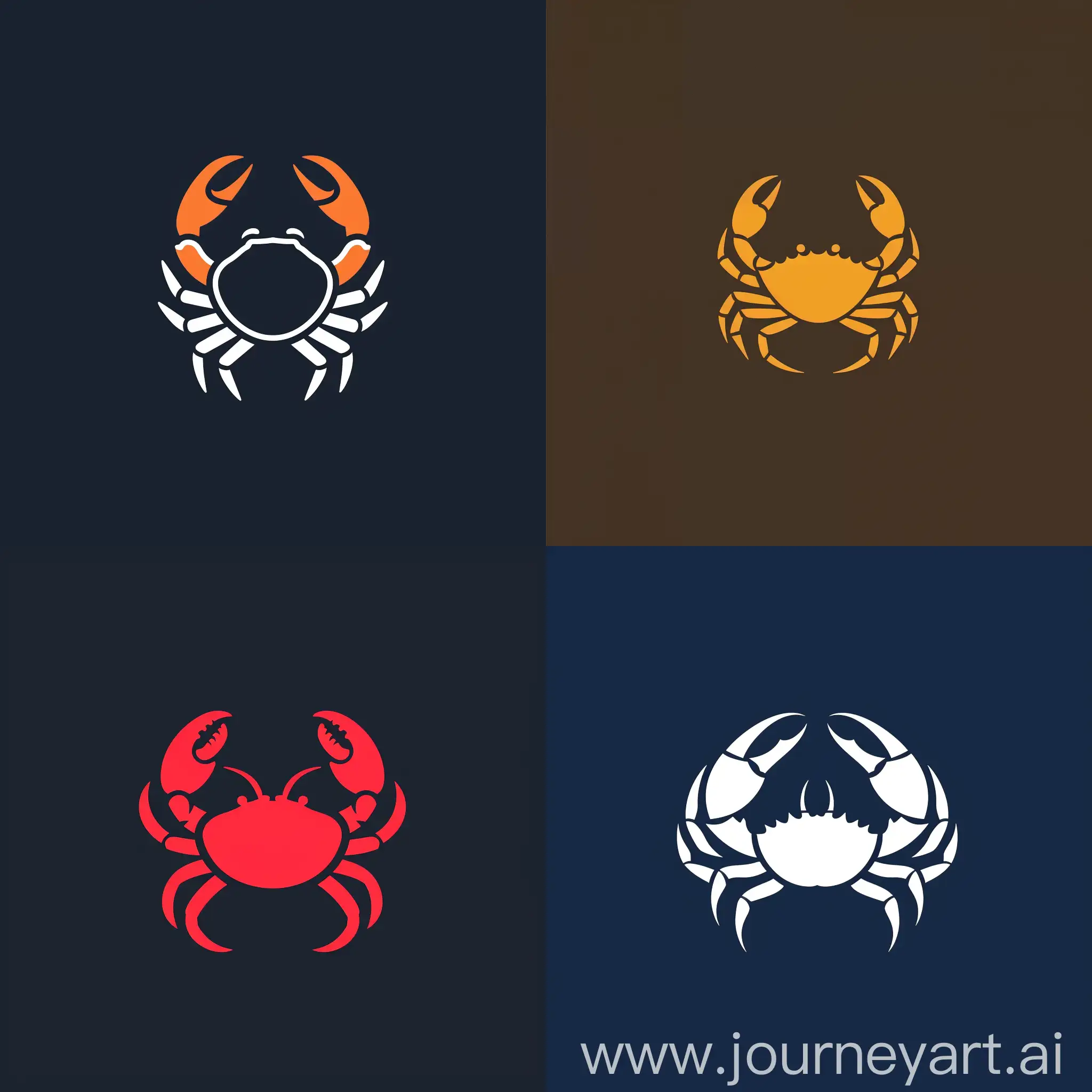 Minimalist-Crab-Logo-Design-in-Three-Colors