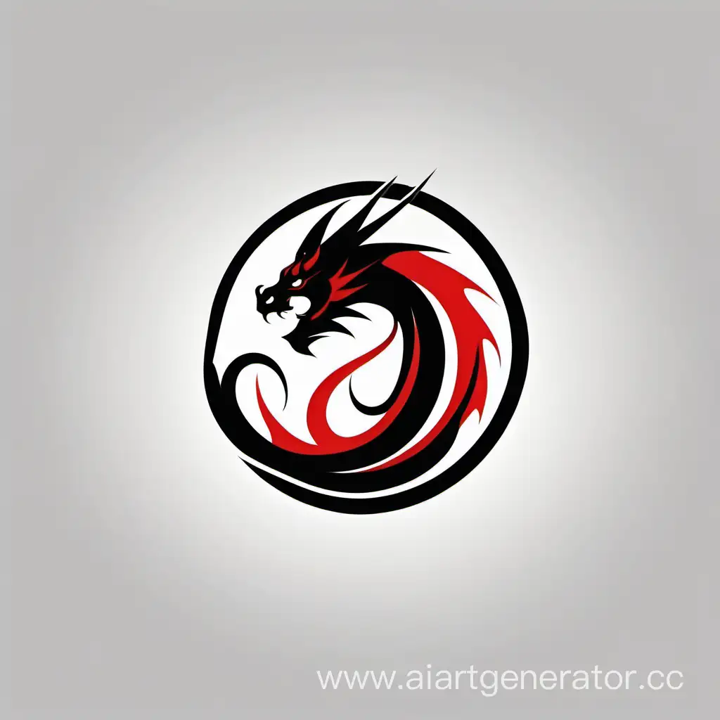 
Logo Minimalist Black White and Red Dragon Icon