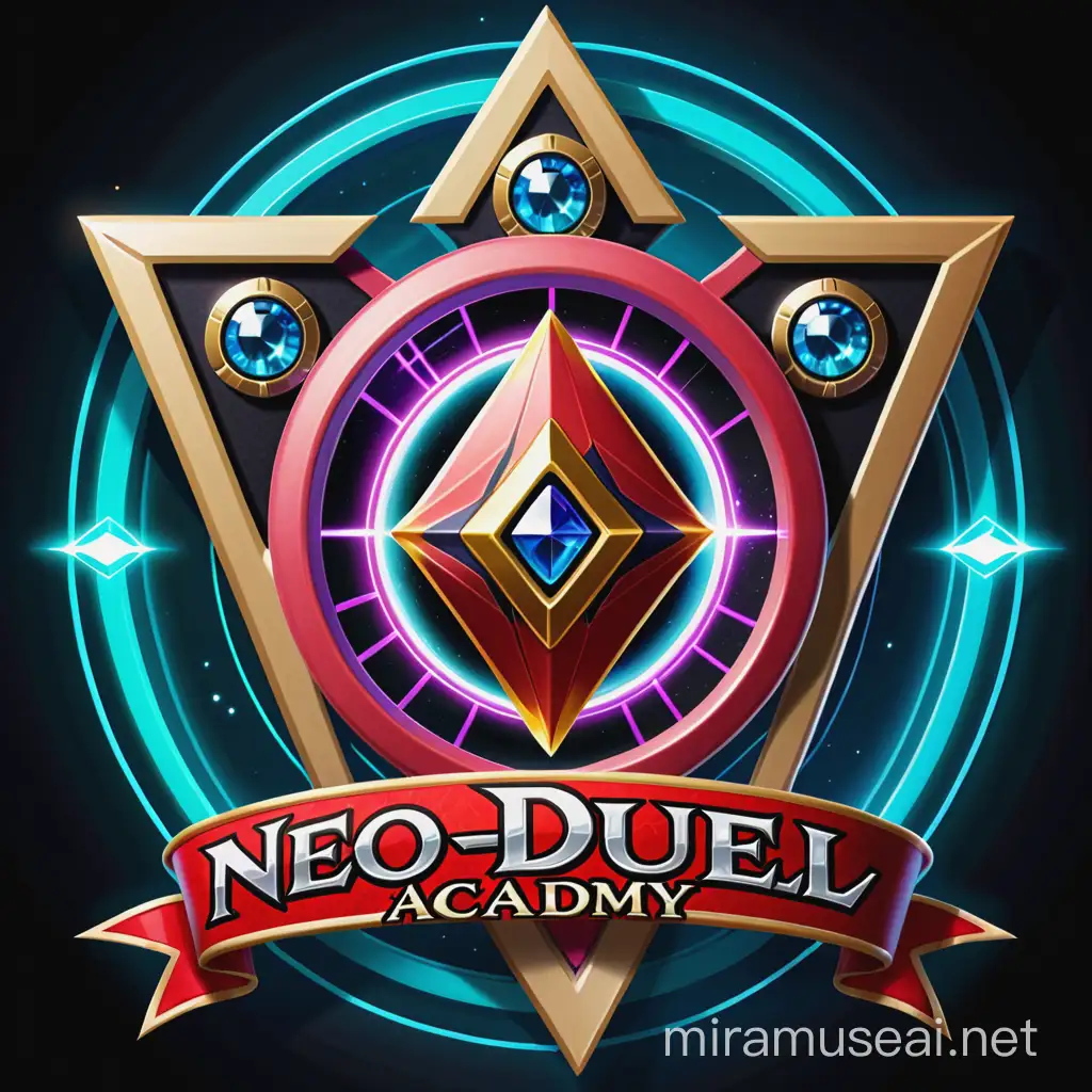 un logo pour la Neo Duel Academy en t'inspirant de yu gi oh, et des cartes