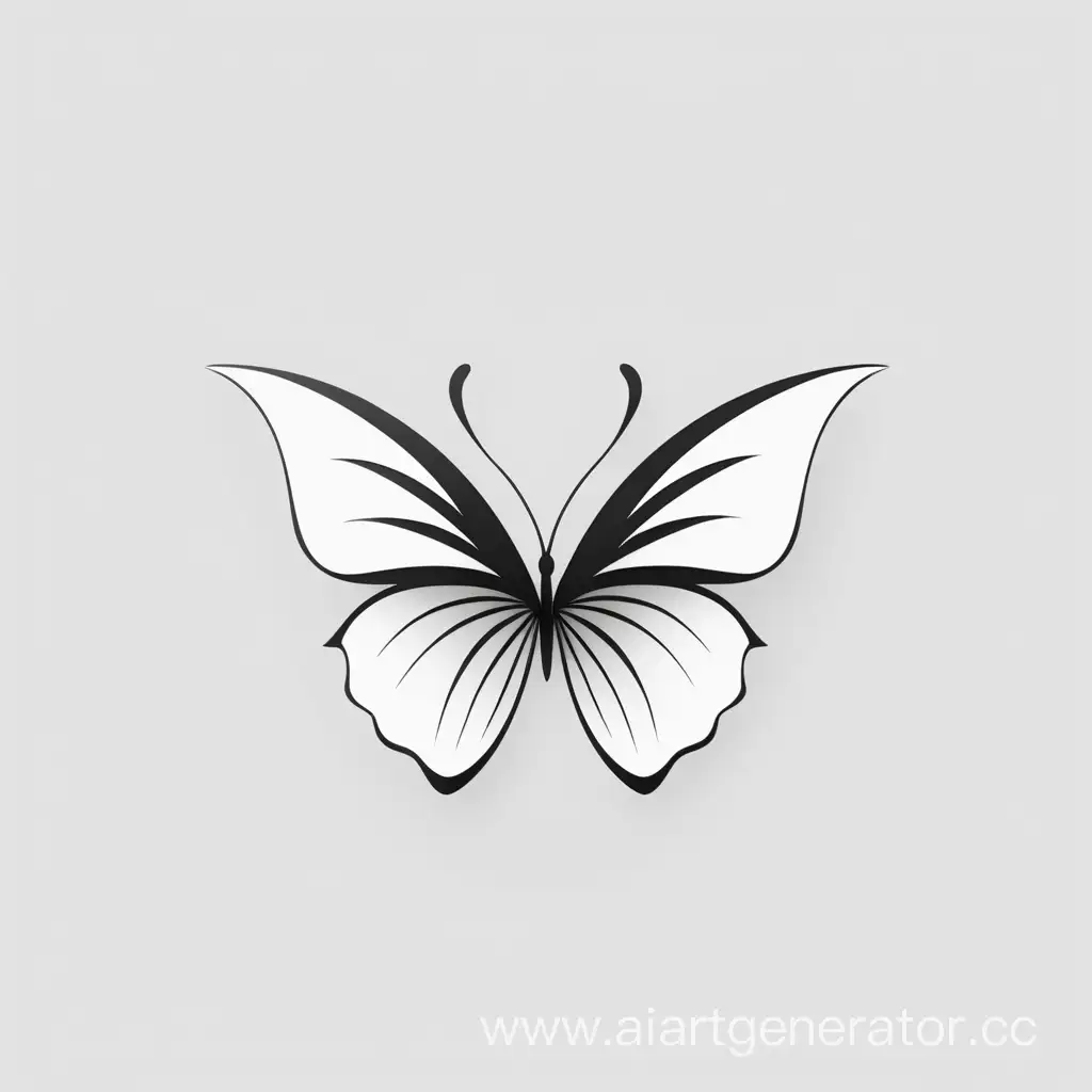черно белый очень минималистичный логотип в виде бабочки 
