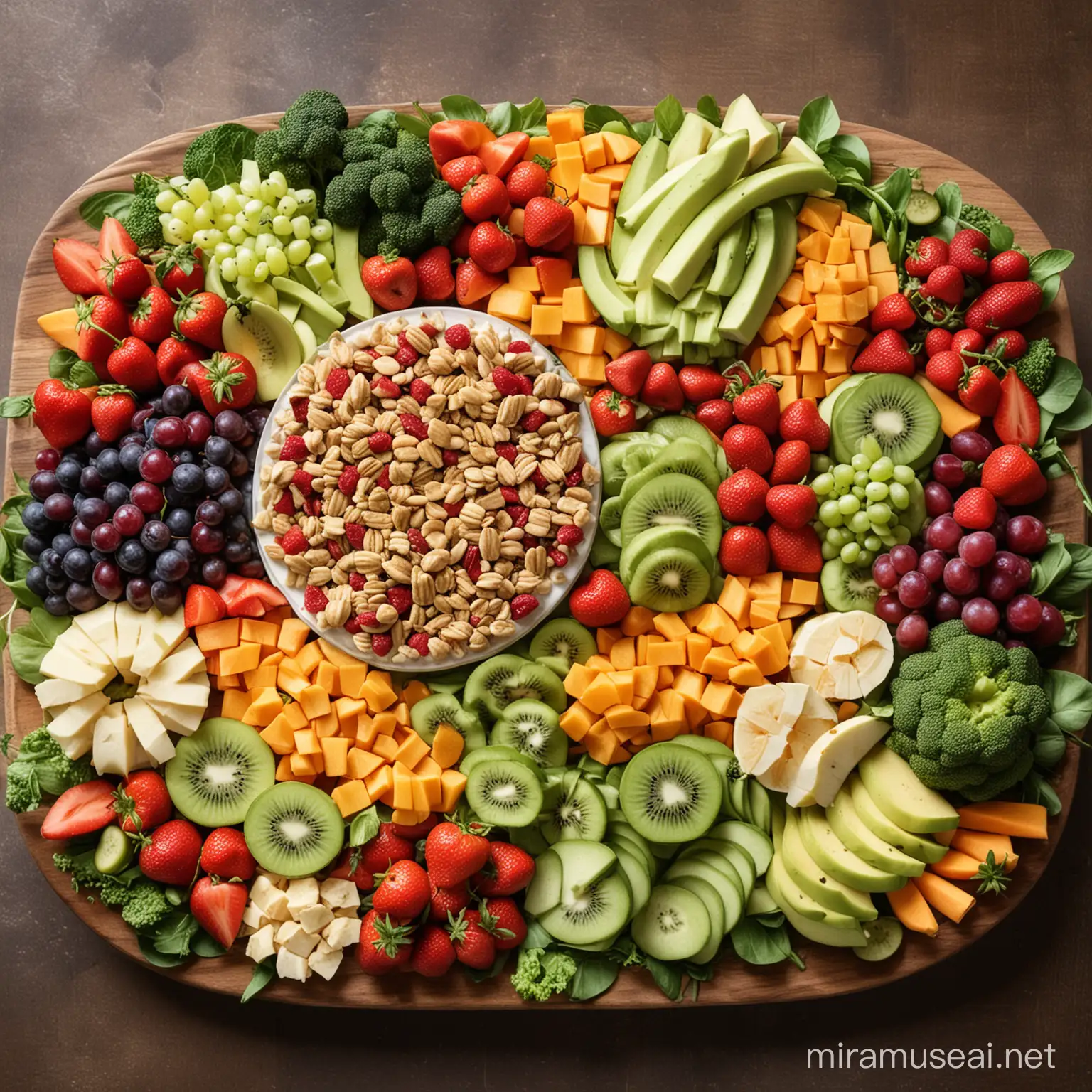 Colorful Fresh Fruits and Veggies Platter for Healthy Snacking