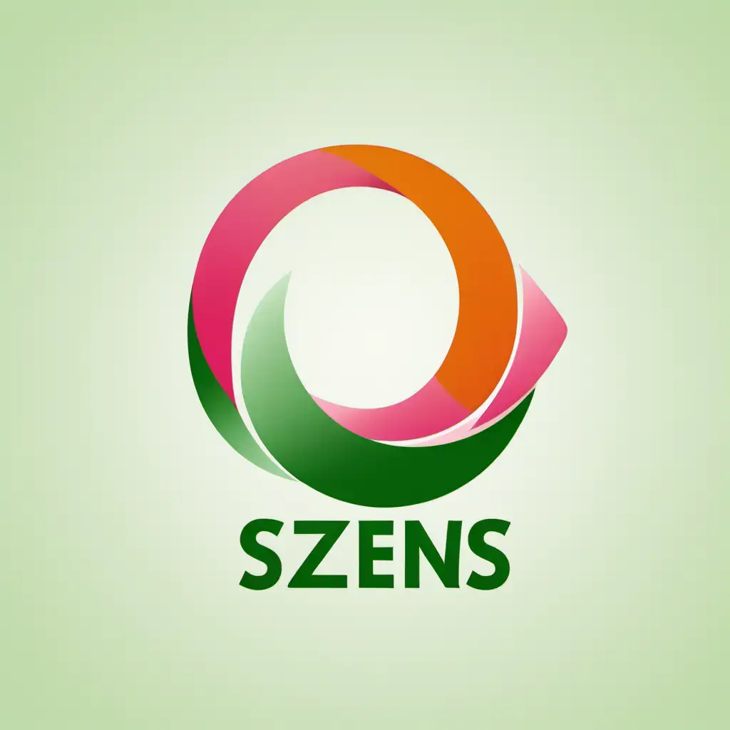 Vibrant Circular Logo Szens in Green Pink and Orange