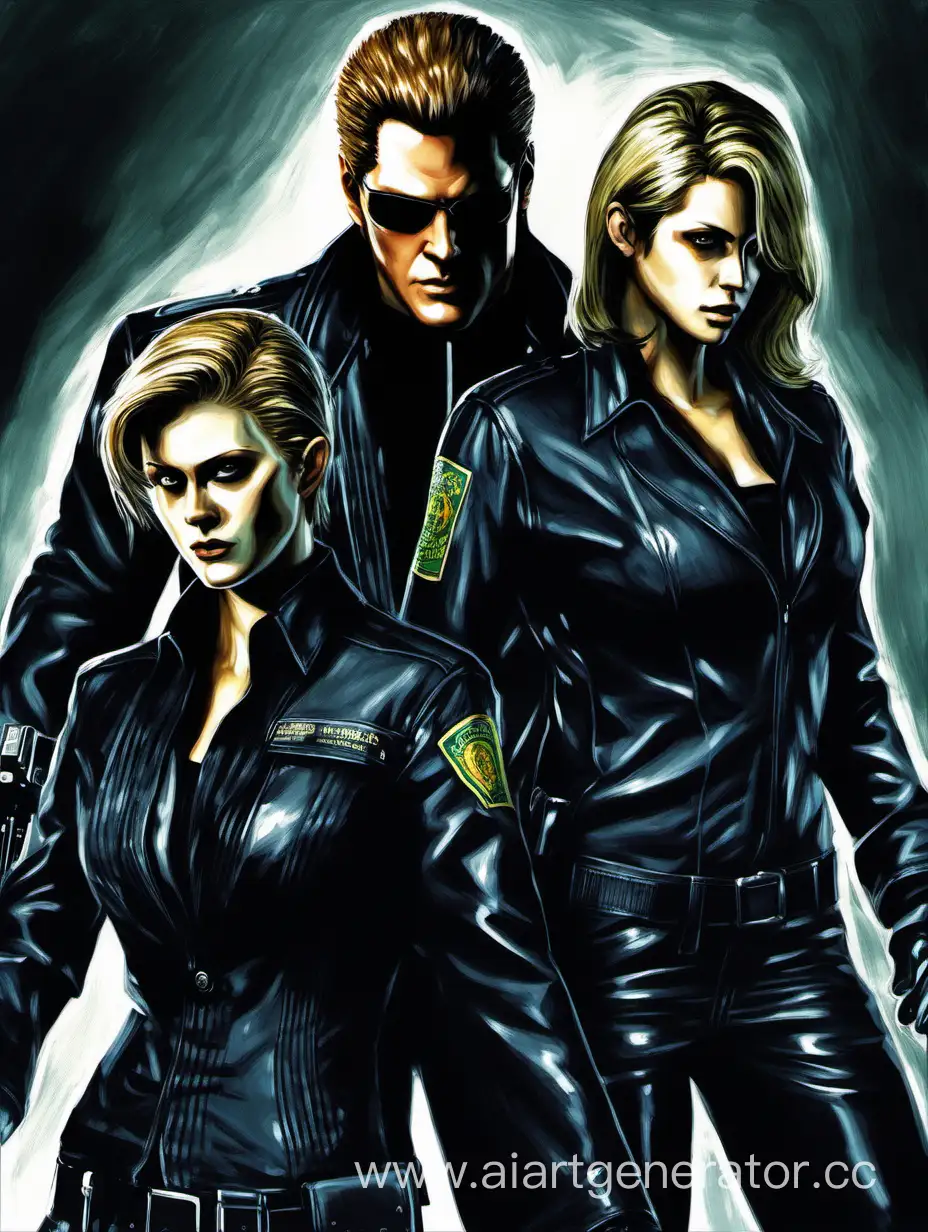 Albert Wesker, Sam Winchester, two women, cult, painted 