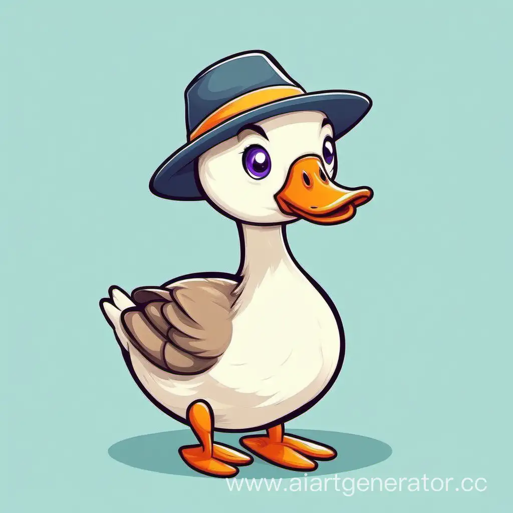 Adorable-Cartoon-Goose-Wearing-a-Stylish-Hat