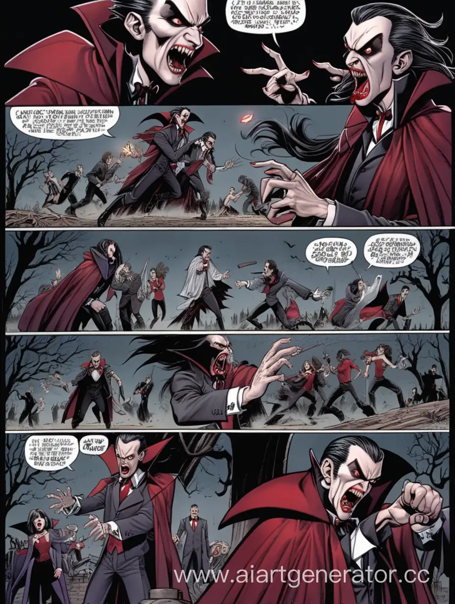 People take stakes from the comic and attack vampires