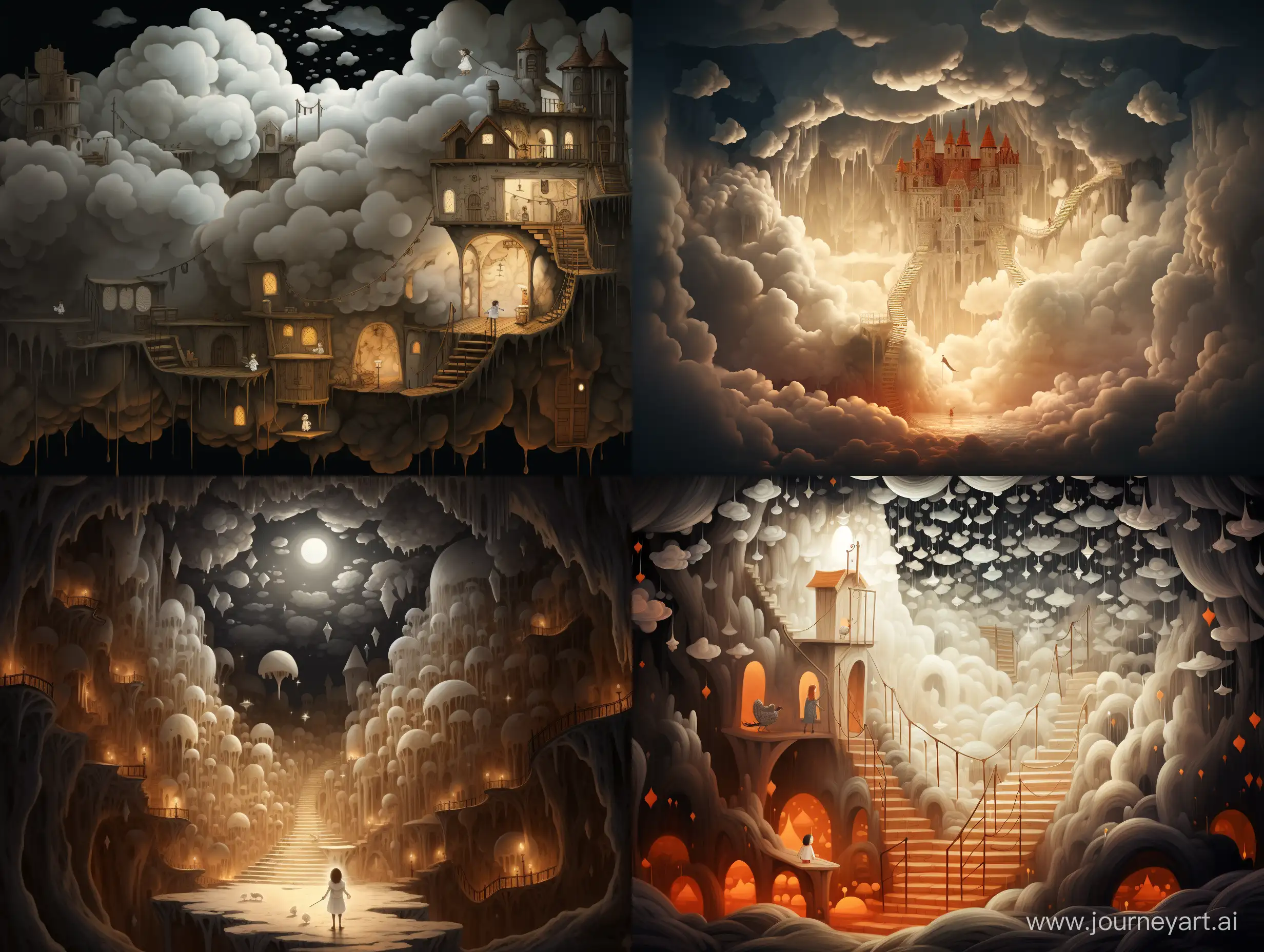 Enchanting-Fairytale-Illustration-Lone-White-Cloud-in-the-Dungeon