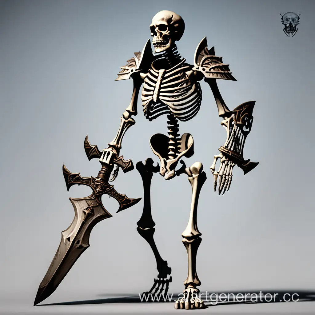 Full-length skeleton warrior