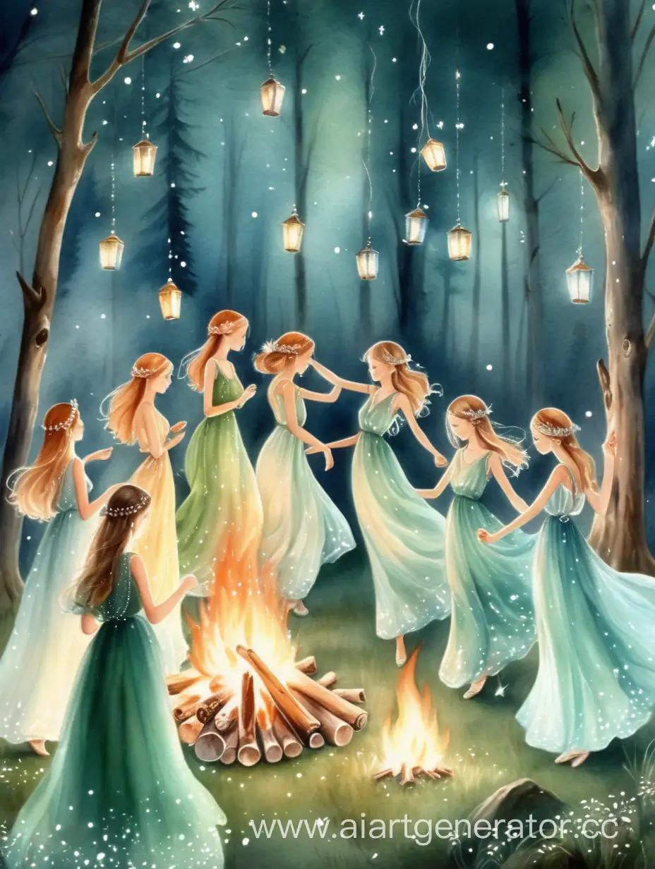 Enchanting-Forest-Nymphs-Dance-Amidst-Sparkling-Gems-and-Lantern-Glow
