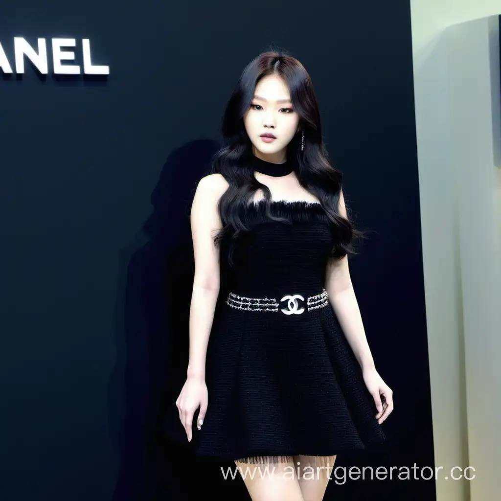 Jennie Kim miss Korea Beautiful Posing At the Chanel fashion showIn a black dress