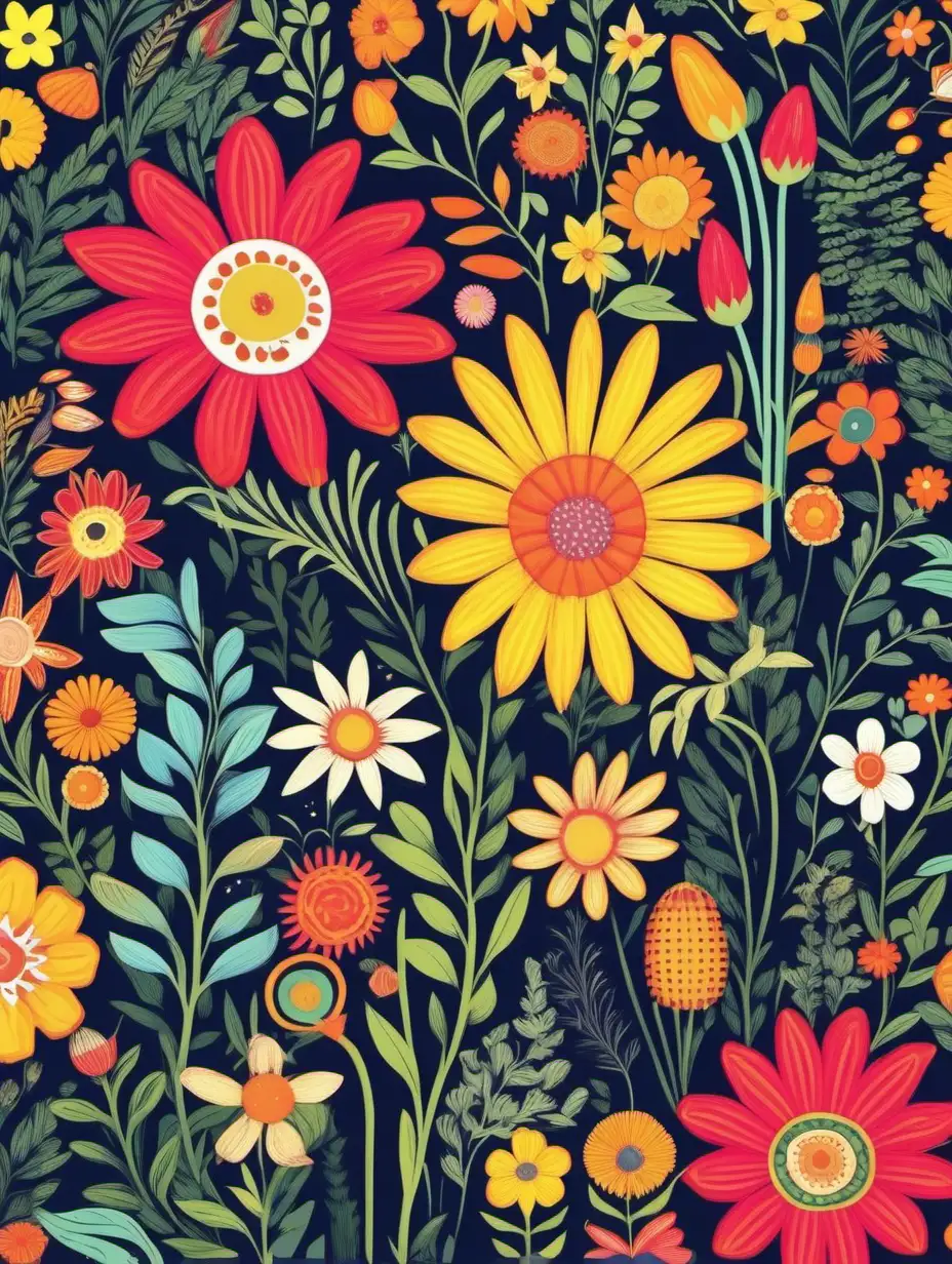 distinct flower and garden patterns, COLORFUL 