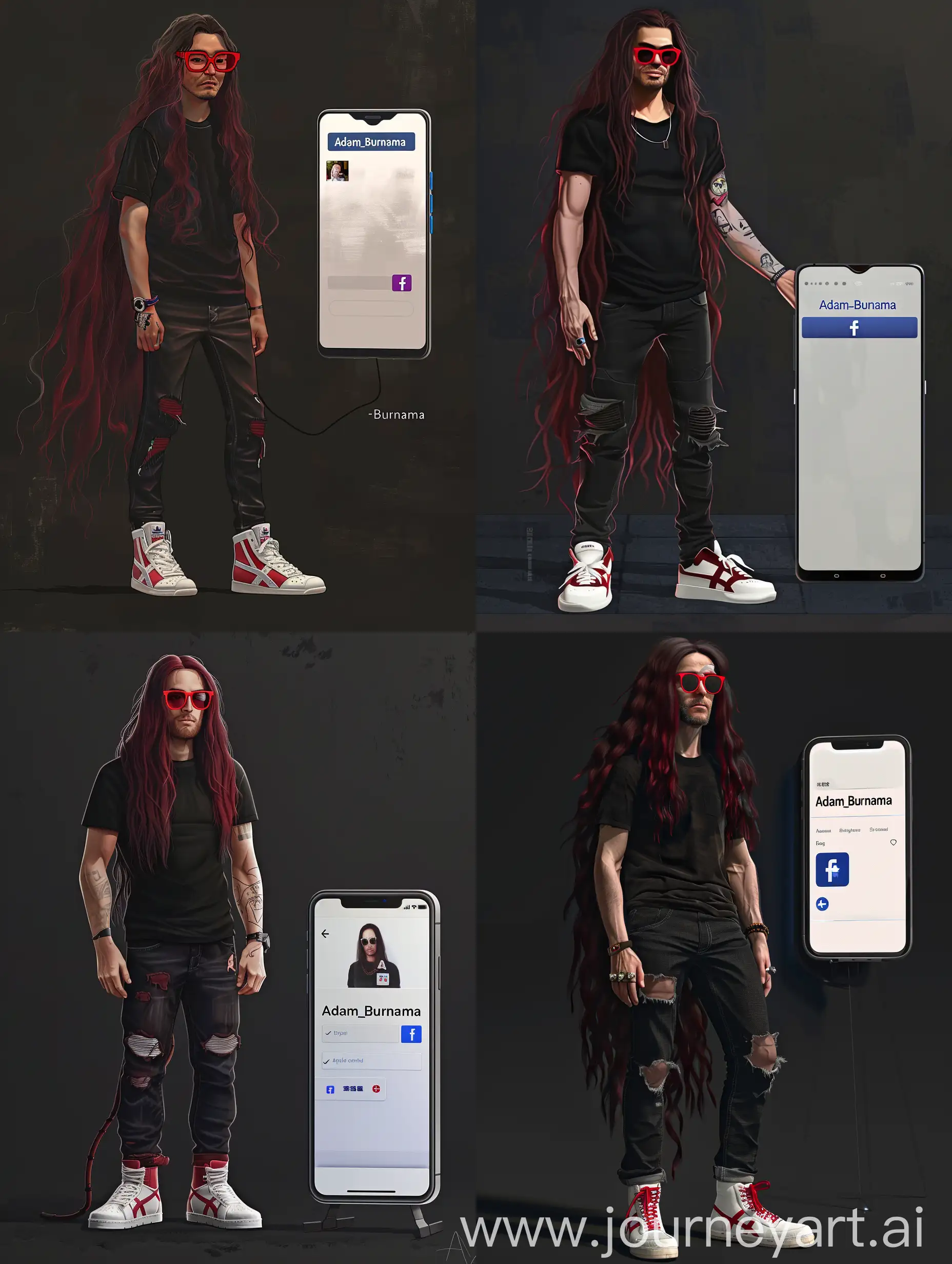 Stylish-Man-with-Maroon-Hair-and-Facebook-Verification