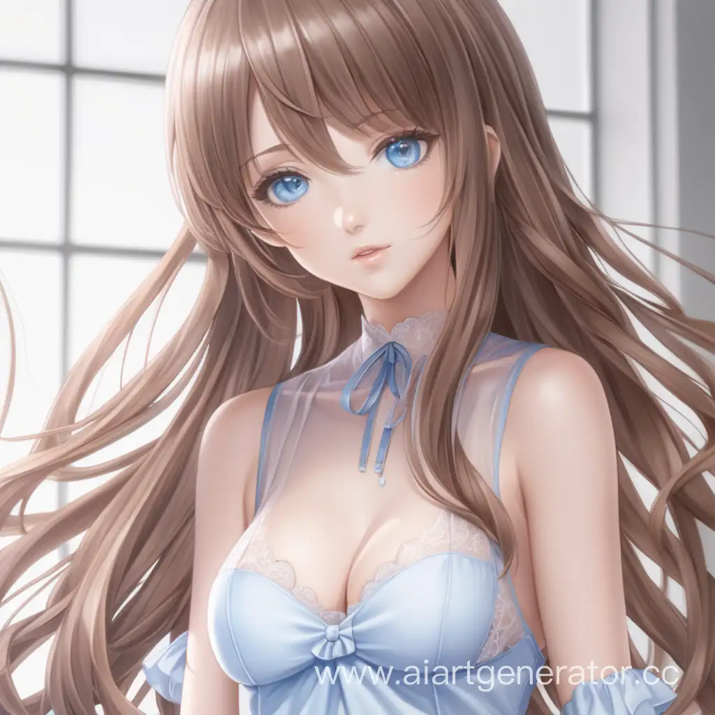 Seductive-Anime-Girl-with-Long-Wavy-Brown-Hair-in-Transparent-Dress
