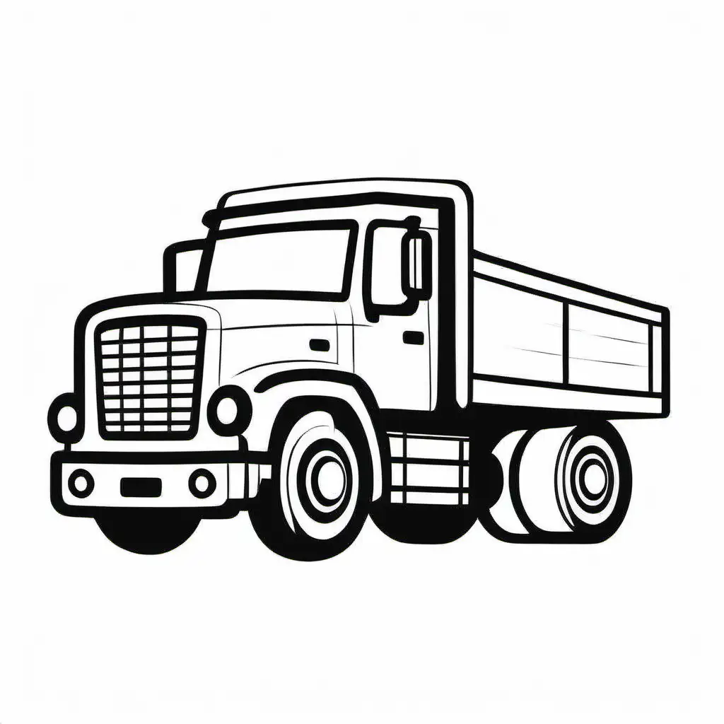 Minimalist Truck Outline Drawing in Monochrome