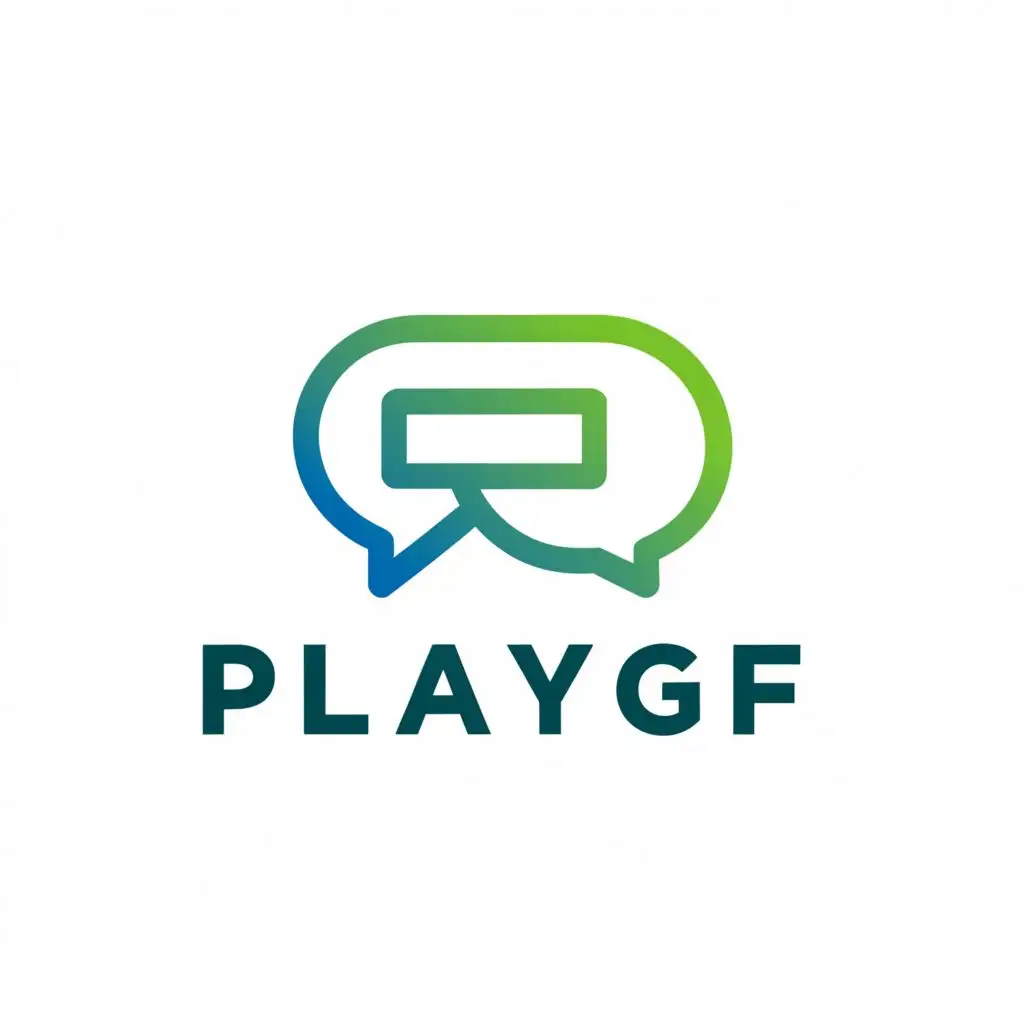 a logo design,with the text "PLAYGF", main symbol:chat,Moderate,be used in Nonprofit industry,clear background
