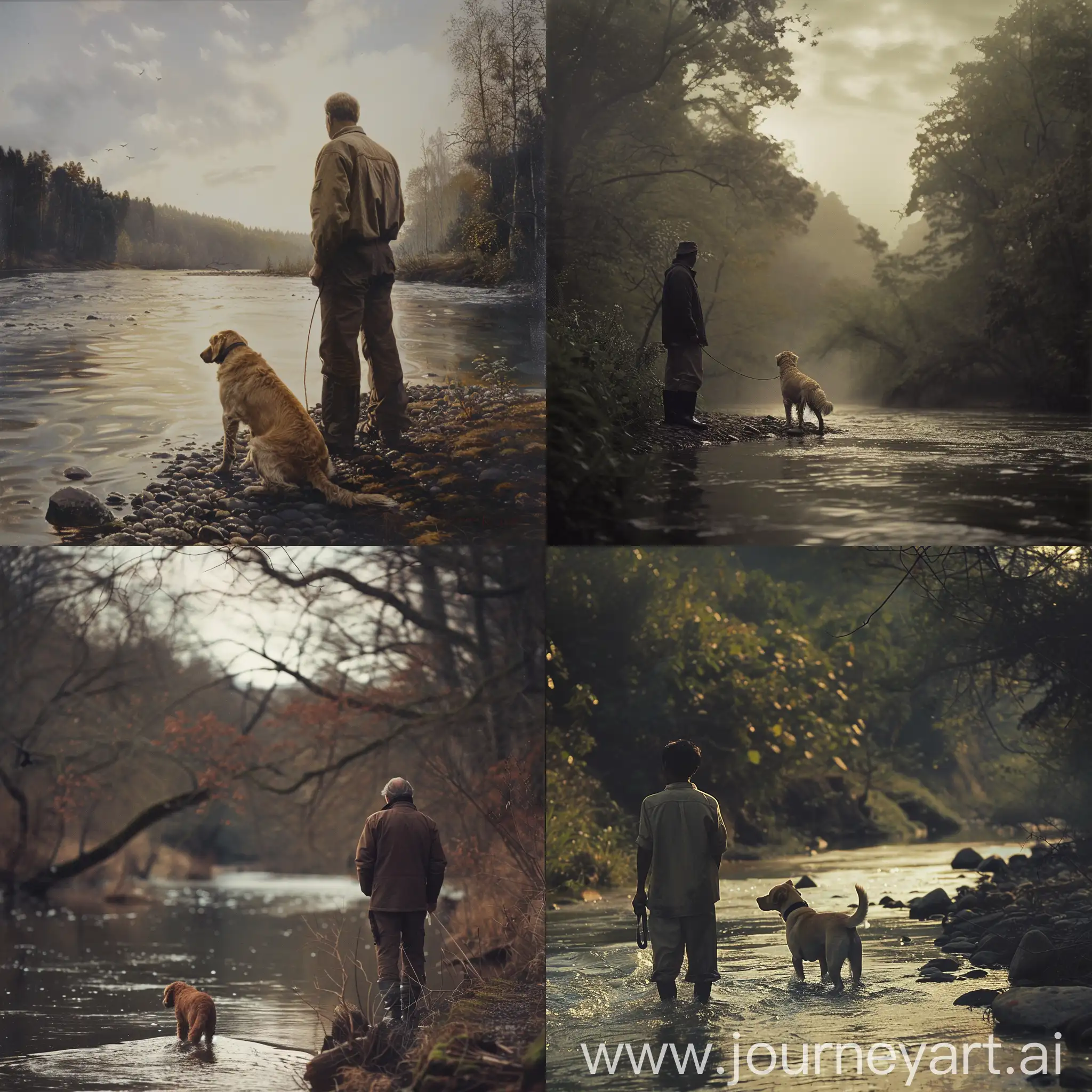 Man-Playing-Fetch-with-Dog-by-the-River