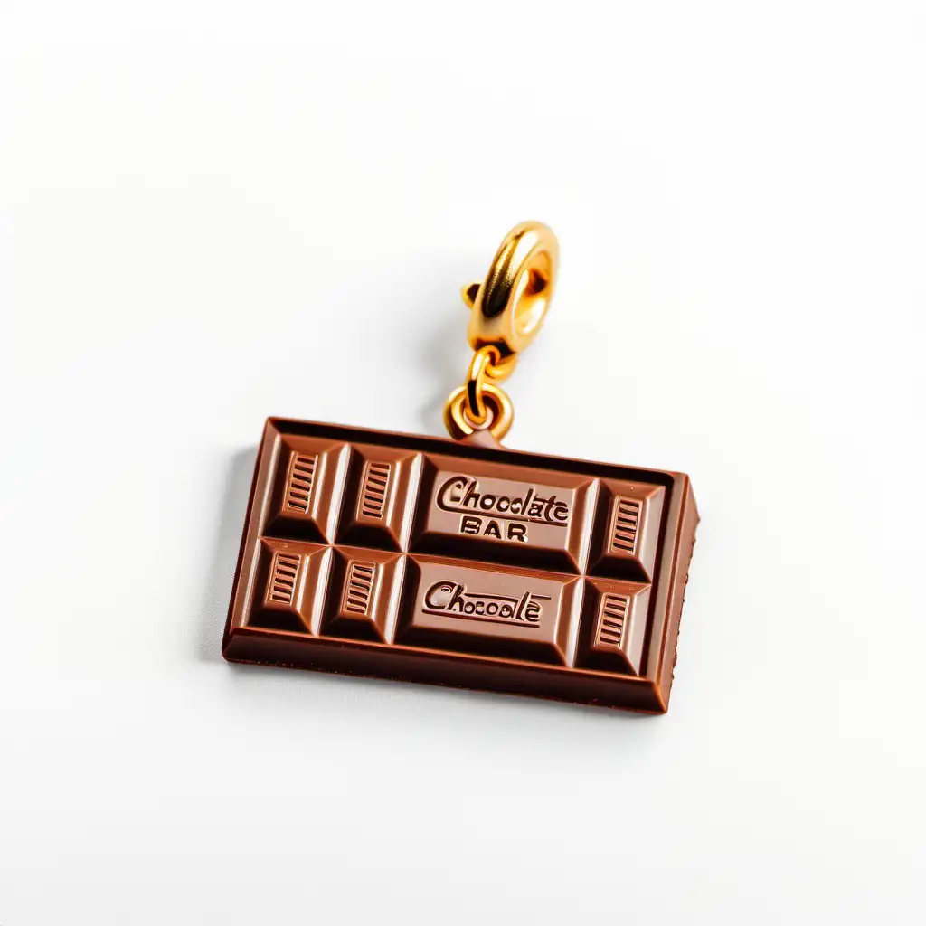 chocolate bar charm on white background