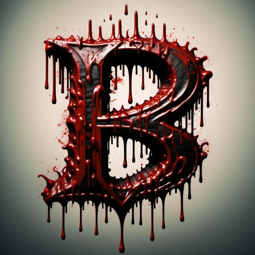 create an evil image from hell with the letter 'B' ,  in superman script dripping in blood