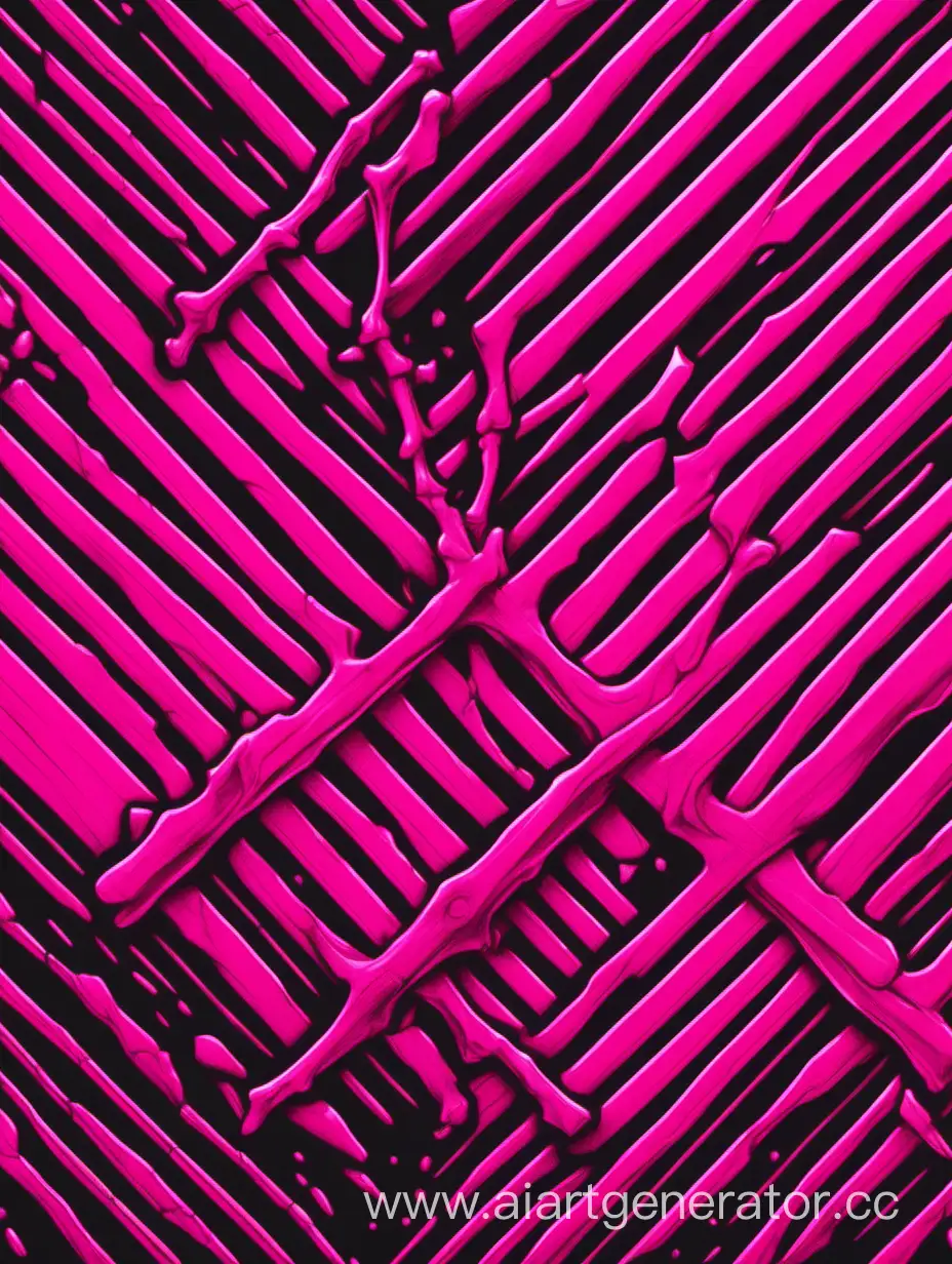 Vibrant-Pink-and-Black-Banner-Abstract-Bones-Art-with-Straight-Lines