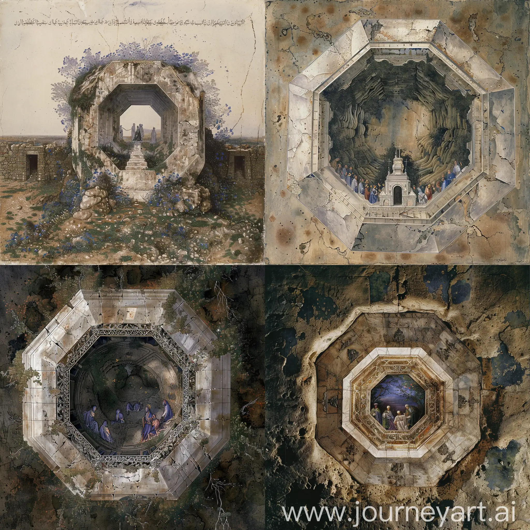 Mystical-Octagonal-Tomb-Amidst-Mysterious-Fog