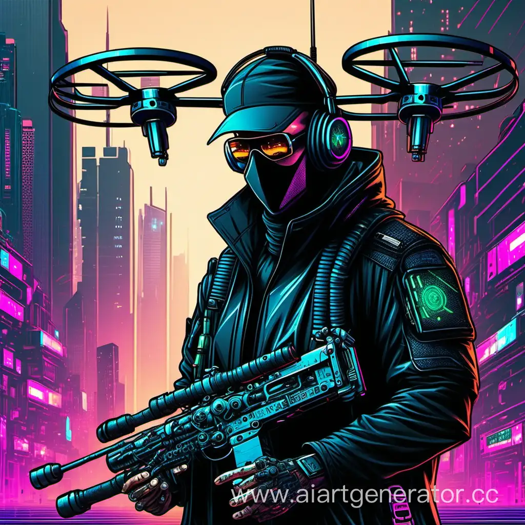 арабский оператор дронов в стиле киберпанк
