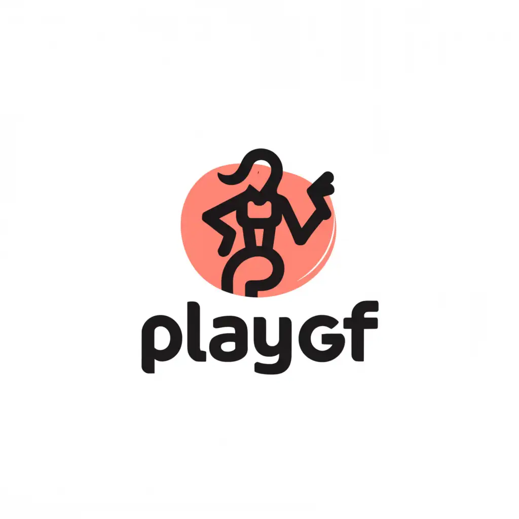 a logo design,with the text "playgf", main symbol:short skirt cam girl,Moderate,clear background