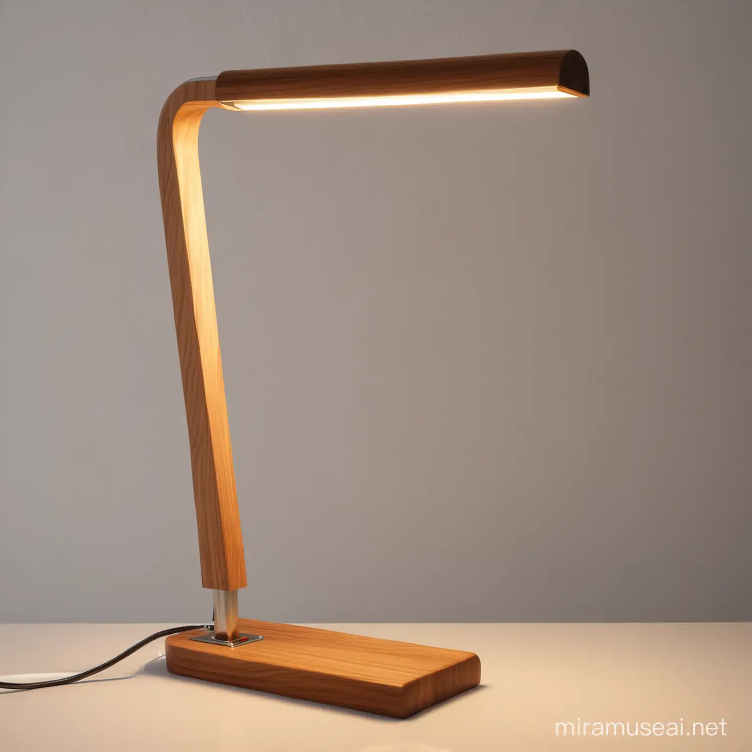 Contemporary Wooden LED Desk Lamp with Adjustable Bend