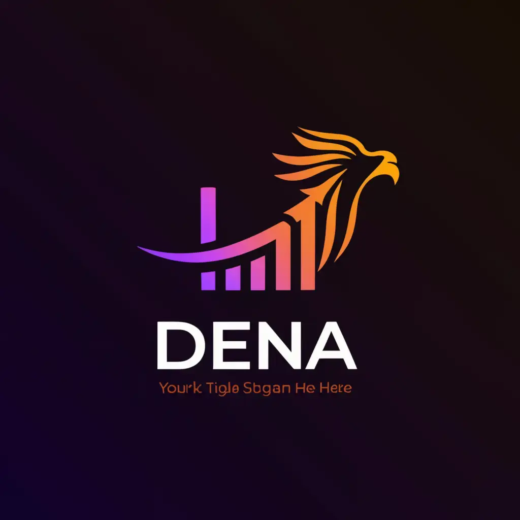 a logo design,with the text "Dena", main symbol:Stock exchange combine with phoenix logo,Moderate,be used in Finance industry,clear background