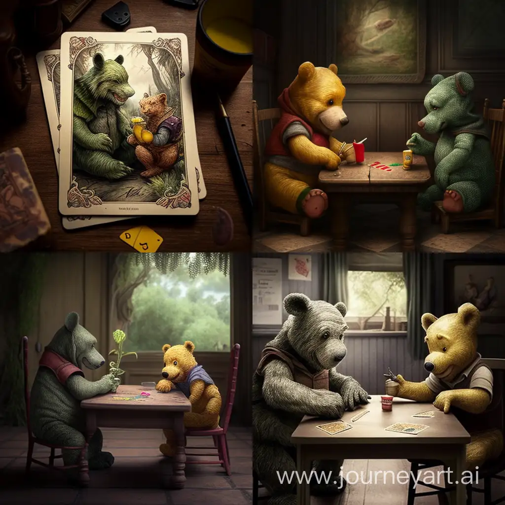 Whimsical-Card-Game-with-Winnie-the-Pooh-and-Crocodile-Gena
