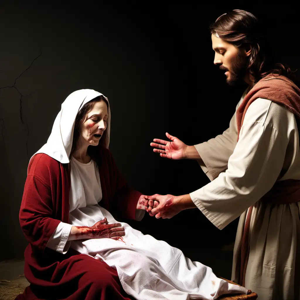 Miraculous Healing Jesus Curing Woman with Hemorrhage