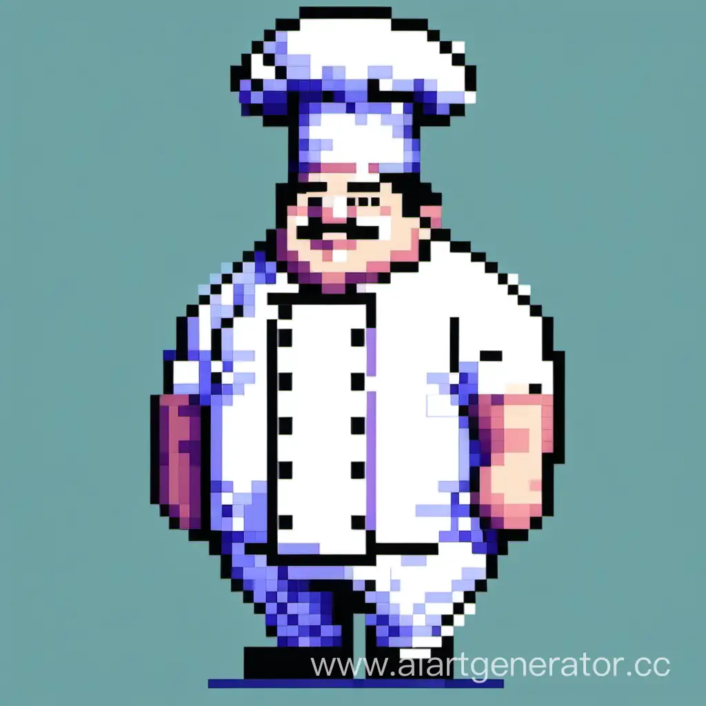 Colorful-Pixel-Art-Cheery-Fat-Chef-Cooking