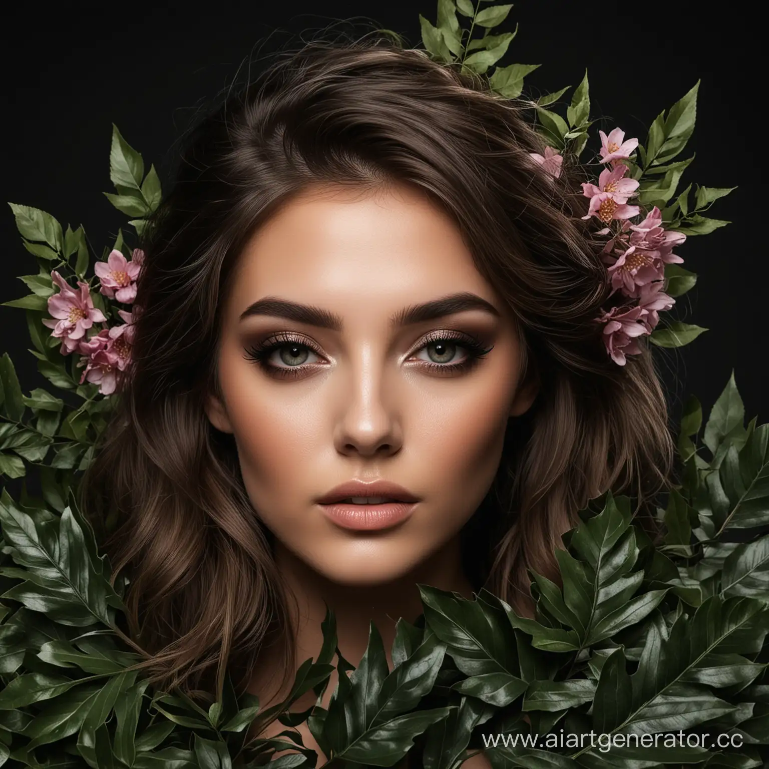 Cosmetology-Portrait-Floral-Aesthetic-Girl-with-Smoky-Eyes