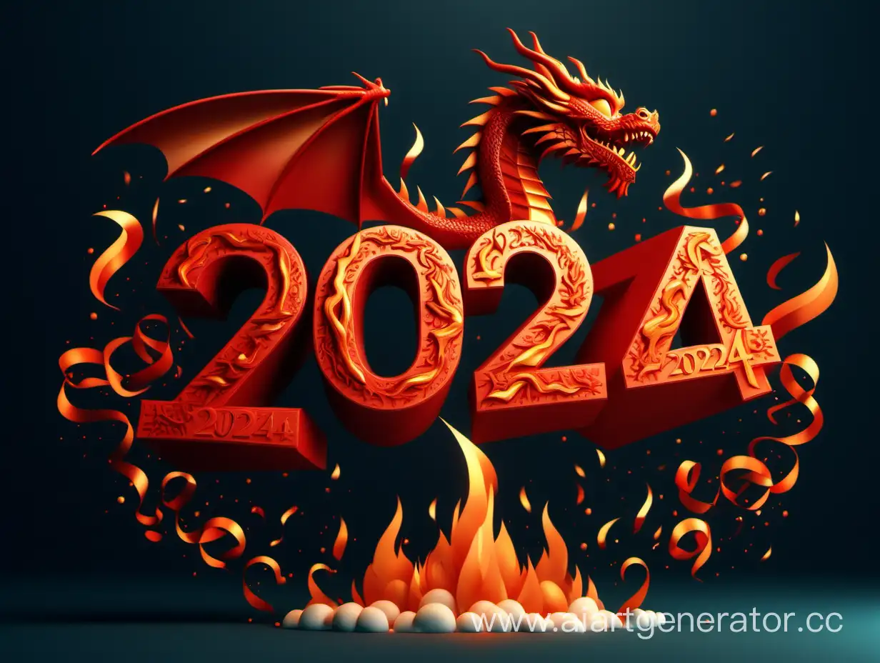 New-Years-3D-Style-Fiery-Dragon-Soaring-with-2024-Inscription