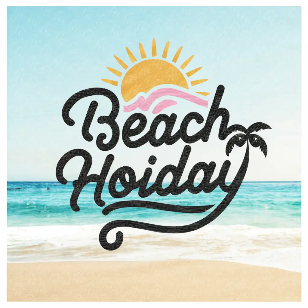 LOGO-Design-For-Beach-Holiday-Vibrant-Typography-with-Clear-Beachscape-Symbol