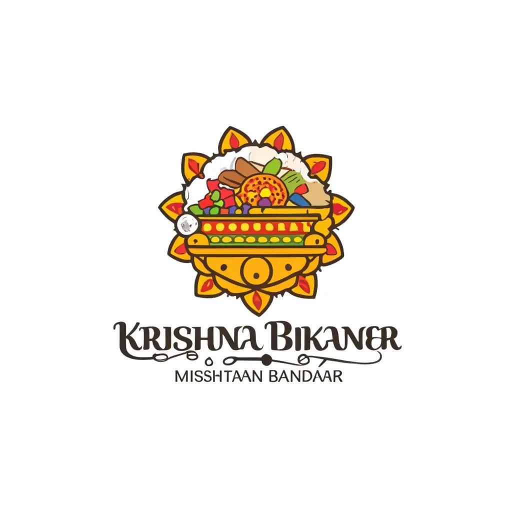 a logo design,with the text "Krishna Bikaner Mishtan Bhandar", main symbol:sweets,complex,be used in Restaurant industry,clear background