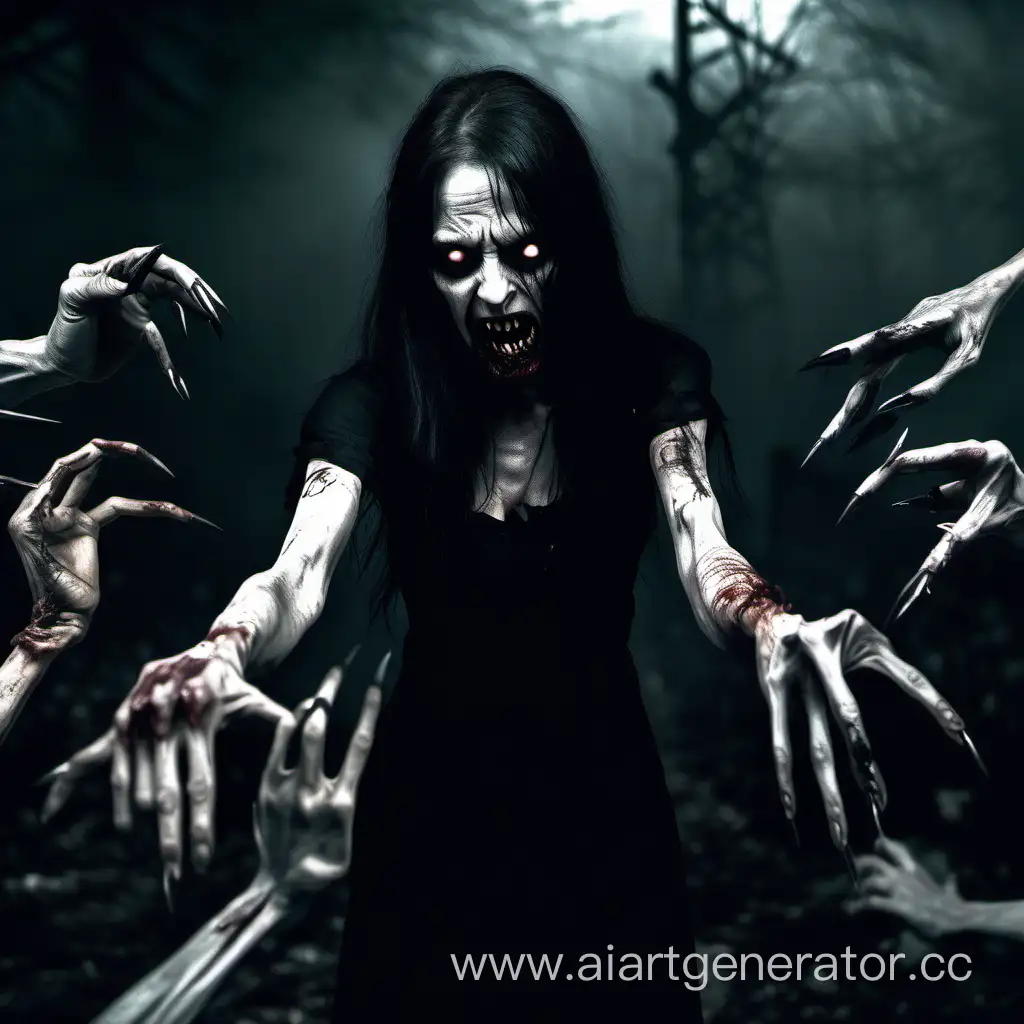 Sinister-Zombie-Woman-Emerges-in-HyperRealistic-Horror-Scene