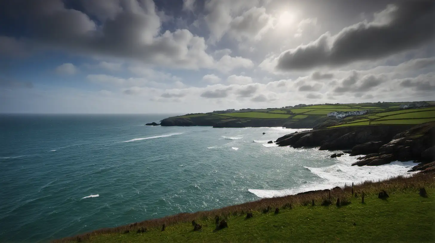 Tranquil Cornish Sea Sunset with Coastal Rocks