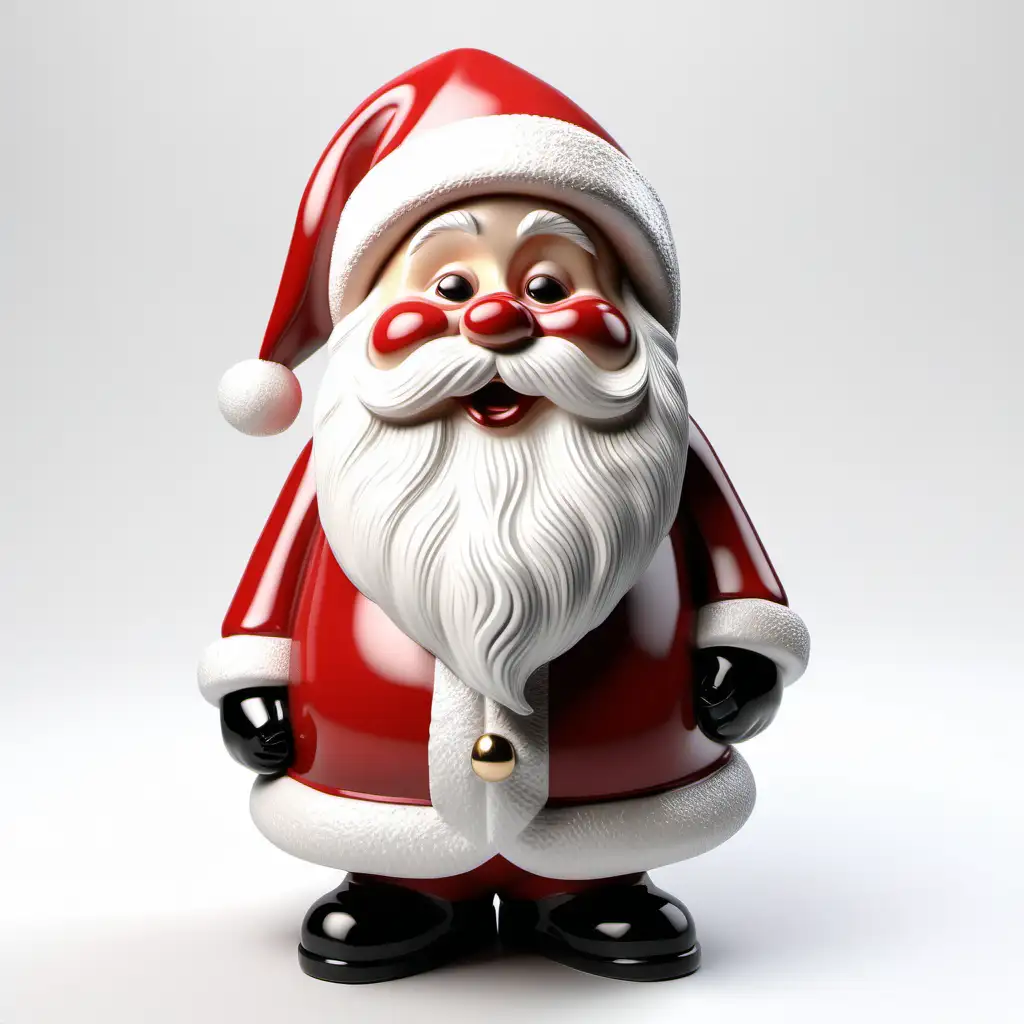 Charming 3D Ceramic Santa Claus Figurine on White Background