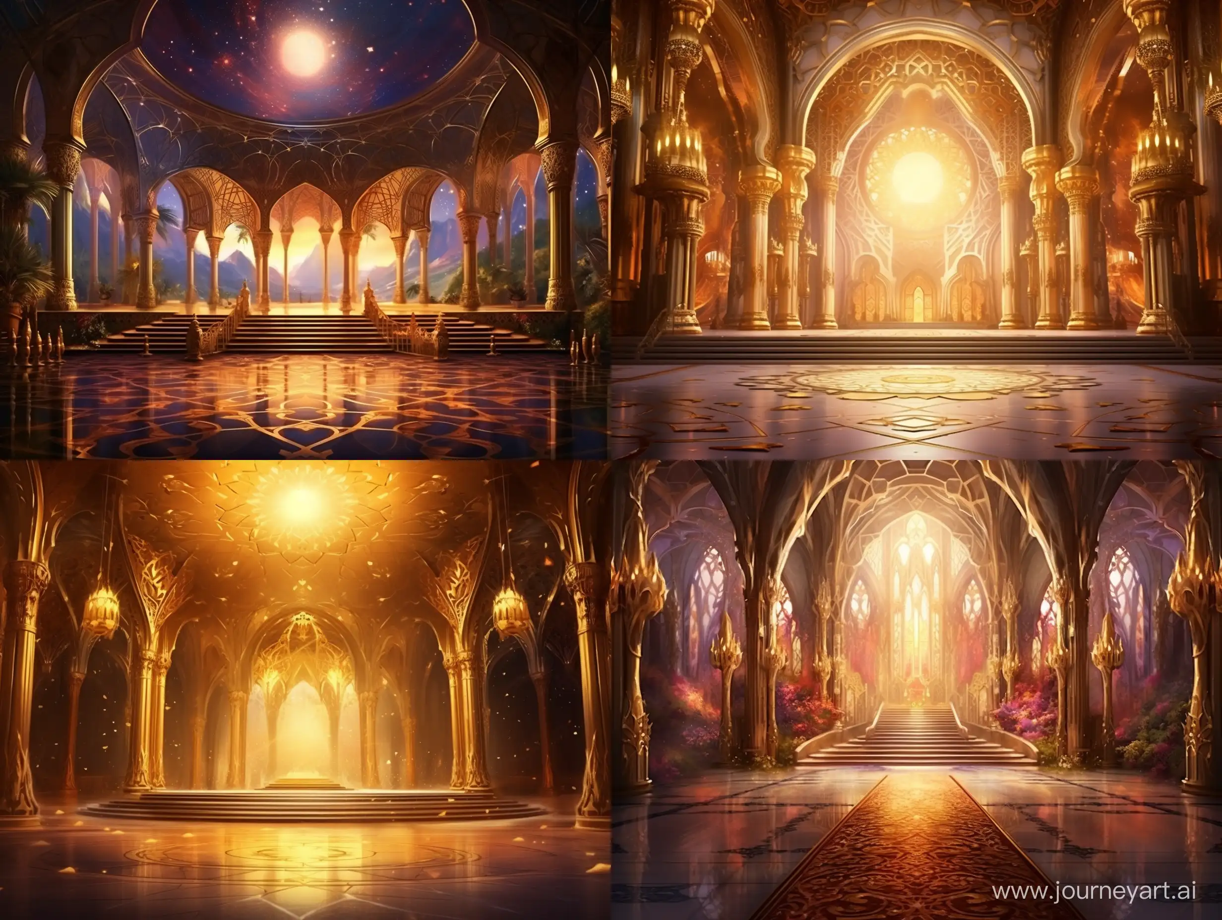 Illustration like a fairytale of magic wand, Arabian golden hall background, Arabian atmosphere 