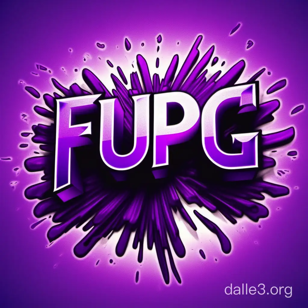 Purple logo, the  inscription FUUG  cut out from the background, beautiful, voluminous , with an expression of aggressiveness 