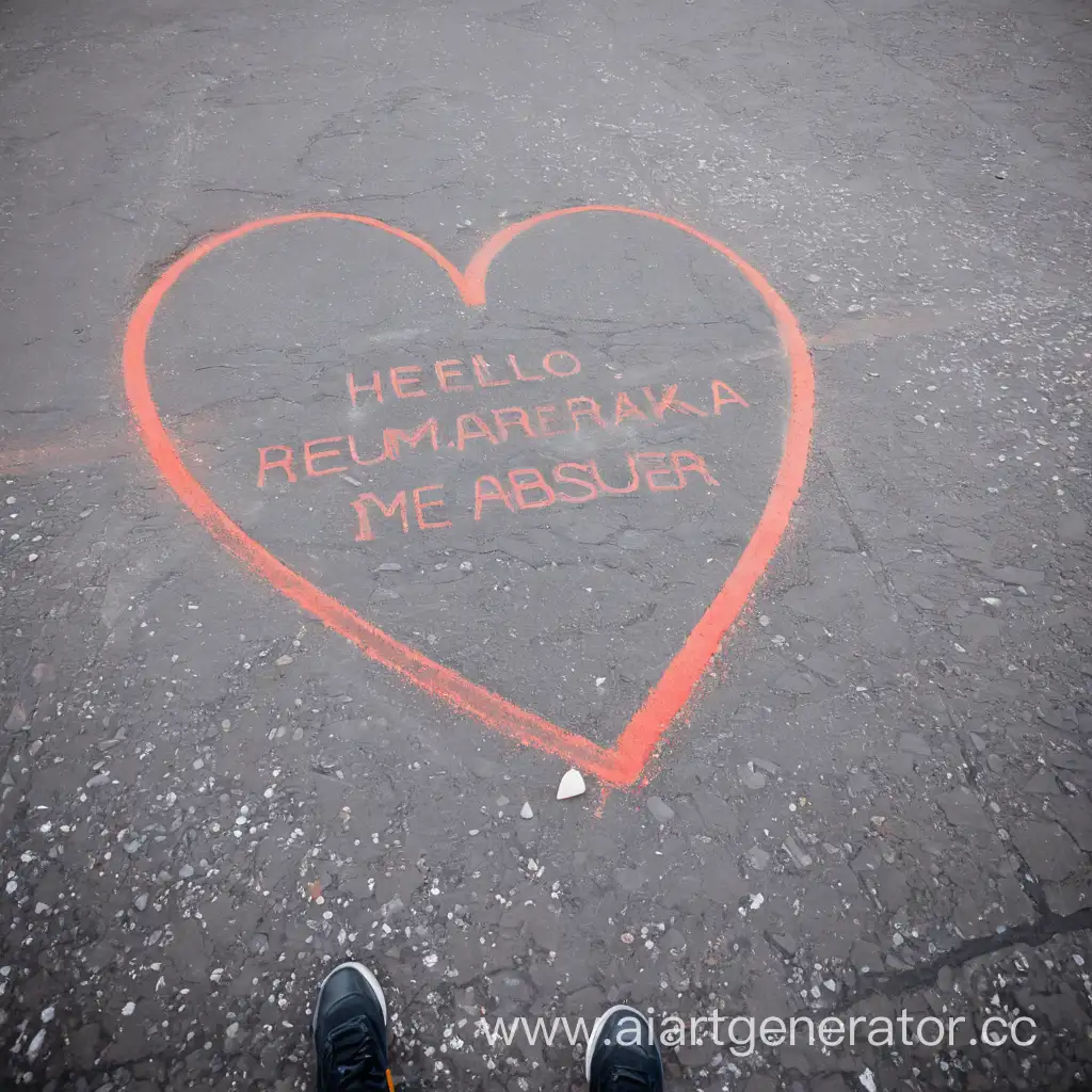 На асфальте нарисовано сердце ярко красным мелом. Надпись на русском языке "РемаркаРемарка"
"Здравствуй, токсичная, я - твой абьюзер!"
